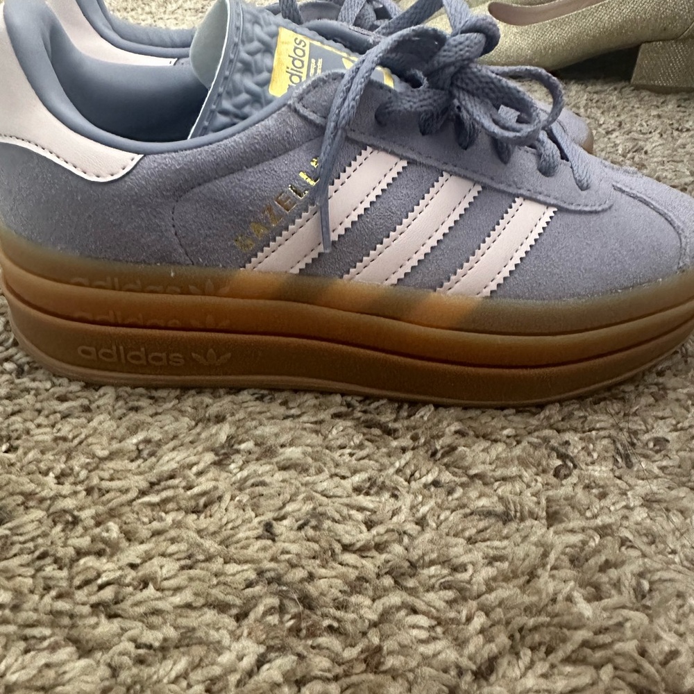 adidas Gazelle Bold Athletic Shoe silver violet and pink